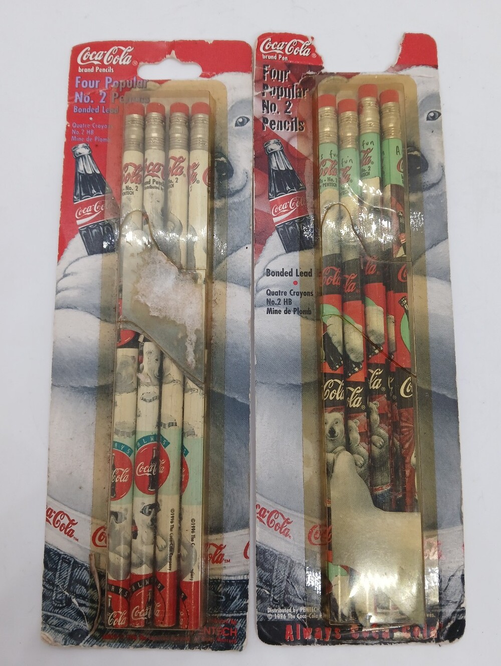 ​Vintage 1996 Coca Cola Polar Bear Pencils 2 Pack Unsharpened NIP Pentech